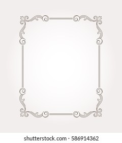 Fancy frame border. Floral page ornament with decorative design elements. Vector illustration