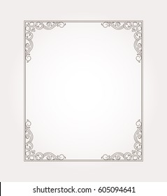 Fancy frame border. Floral page ornament with decorative design elements. Vector illustration