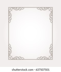 Fancy frame border. Floral page ornament with decorative design elements. Vector illustration