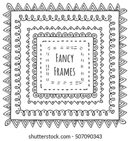 Fancy frame border. Ornate page decoration. Vector illustration. Isolated.