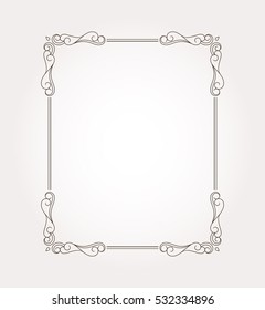 Fancy frame border and page ornament. Decorative design element. Vector illustration