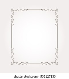 Fancy frame border and page ornament. Decorative design element. Vector illustration