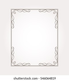 Fancy frame border and page ornament. Decorative design element. Vector illustration