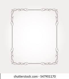 Fancy frame border and page ornament. Decorative design element. Vector illustration