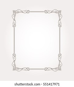 Fancy frame border and page ornament. Decorative design element. Vector illustration