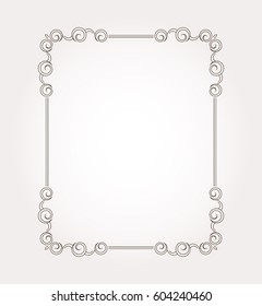 Fancy frame border. Page ornament with decorative design elements. Vector illustration