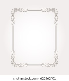 Fancy Frame Border. Page Ornament With Decorative Design Elements. Vector Illustration