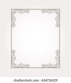 Fancy frame border. Page ornament with decorative design elements. Vector illustration