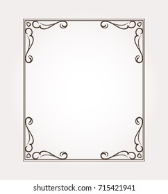 Fancy frame border. Page ornament with decorative design elements. Vector illustration