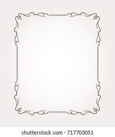 Fancy frame border. Page ornament with decorative design elements. Vector illustration