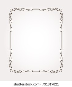 Fancy frame border. Page ornament with decorative design elements. Vector illustration