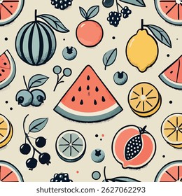 Fancy Fruit Print Design Background in Vector