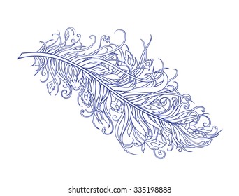 Fancy gentlest openwork feather in blue tones