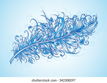 Fancy gentlest openwork feather in blue tones