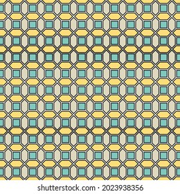 Fancy geometirc seamless pattern vector design. Silver grid border for polygons and squares ornament. Textile print endless pattern. Interior decor print.