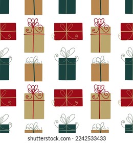 Fancy gift boxes. Festival seamless pattern. Birthday, holidays, event, carnival.