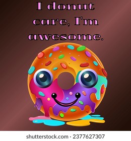 Fancy glazed donut in vibrant vector art for promotional stickers