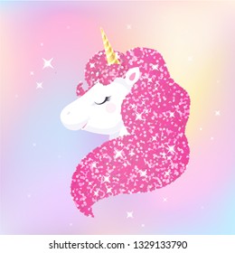 Fancy Glossy Unicorn with Colorful Background 
