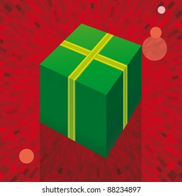 Estupenda caja verde de regalo de Navidad con cinta amarilla