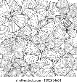 fancy group of butterflies for your coloring page  