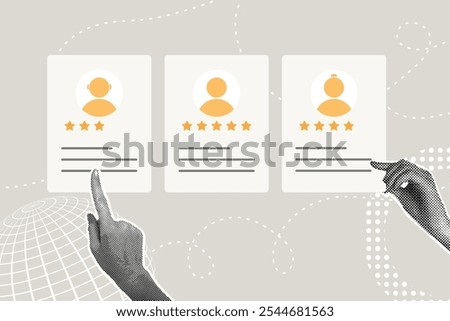 Fancy halftone collage.Annual performance appraisal concept, employee appraisal,performance appraisal,employee career development.Review, employee performance appraisal,employee performance appraisal