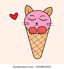 Fancy Ice-cream with cone design vector. Isolated background