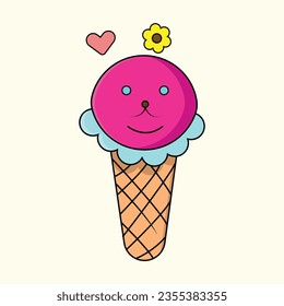 Fancy Ice-cream with cone design vector. Isolated background