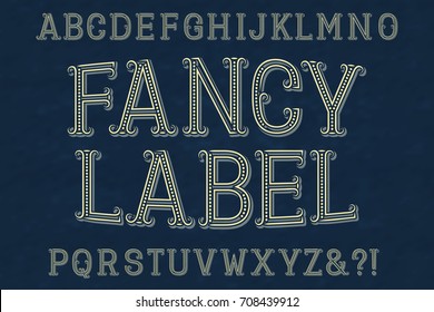 Fancy Label Font. Isolated English Alphabet.