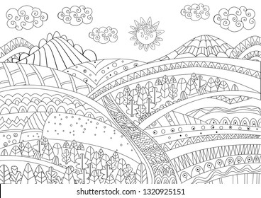 fancy landscape for your coloring page