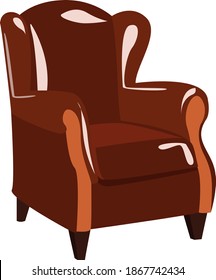 Fancy leather armchair, illustration, vector on white background.