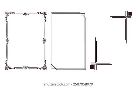Fancy line Page Border, pattern elements Deco Frame, rectangle,
symmetry set of Frames, white angle, text, rectangle png
Square Text, Vintage ornament frame retro style divider. 
Elegant vintage frame