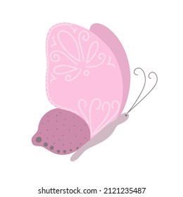 Fancy little colorful butterfly in simple flat style vector illustration, symbol of Easter holidays, spring or summer, celebration decor, clipart for cards, banner, springtime decoration, cute insect