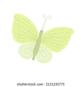 Fancy little colorful butterfly in simple flat style vector illustration, symbol of Easter holidays, spring or summer, celebration decor, clipart for cards, banner, springtime decoration, cute insect