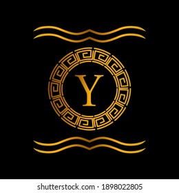 Fancy logo design template, simple Y initials on black background, suitable for restaurants, hotels, cafes, shops, fashion, beauty salons, etc. vector design