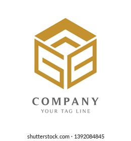Fancy logo template letters G and B.