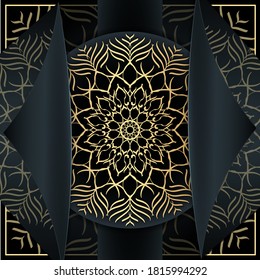 Finalidad mandala fondo para la invitación a la boda, con el concepto de pliego de papel de portada de libro. Patrones marroquíes, indios, islámicos, chinos, nepaleses o árabes. Decoración