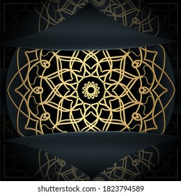 Finalidad mandala fondo para la invitación a la boda, con el concepto de pliego de papel de portada de libro. Patrones marroquíes, indios, islámicos, chinos, nepaleses o árabes. Decoración