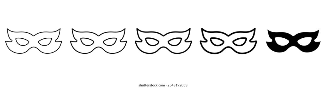 ícone de máscara chique Conjunto de logotipo de linha fina simples