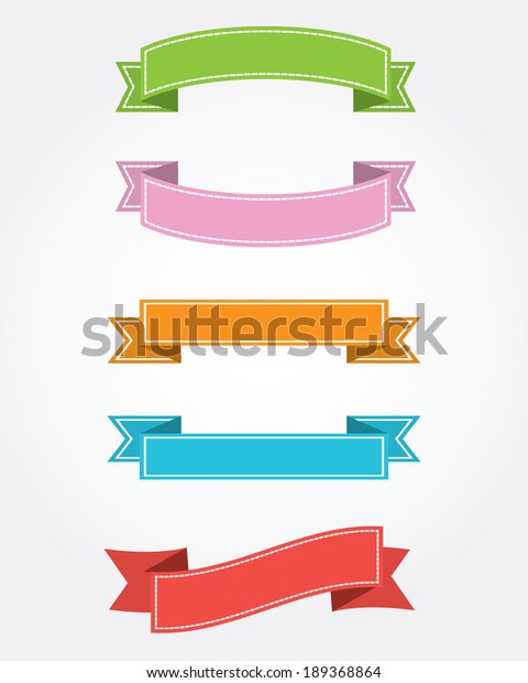 Fancy Multicolor Ribbon Banner Collection Stock Vector (Royalty Free ...