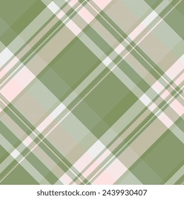 Fancy pattern check plaid, serene fabric vector seamless. Golf texture background tartan textile in pastel and green color.
