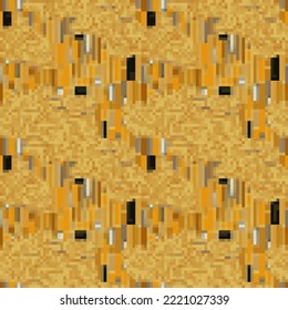 Fancy pattern digital pixel in the style of Klimt, bright yellow colors, gold painted by hand.