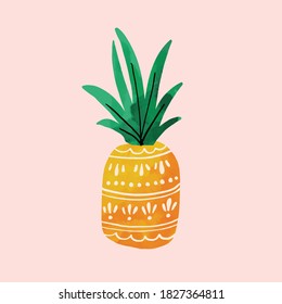 Fancy patterned Watercolor Pineapple Illustration