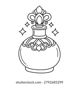 Fancy Perfume Bottle with Sparkling Details | Beauty Coloring Page
