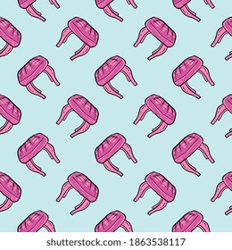 Fancy pink chairs,seamless pattern on blue background.