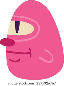 Fancy pink head with big eyes. Illustration in a modern childish hand-drawn style