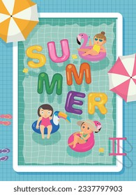 Fancy pool party summer illustration.