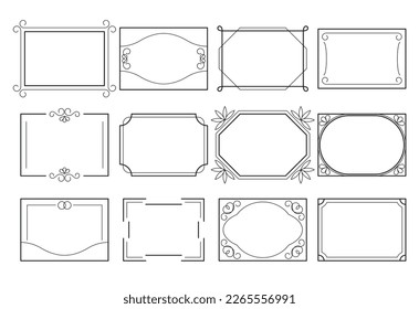Fancy rectangular calligraphic frames set.