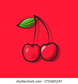 fancy red cherry vector illustration