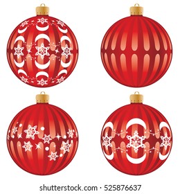 Fancy red christmas ball decorated with snowflakes.