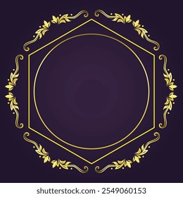 Fancy round frame with retro elements. Vintage wedding style. Circle border for menu. Isolated illustration.